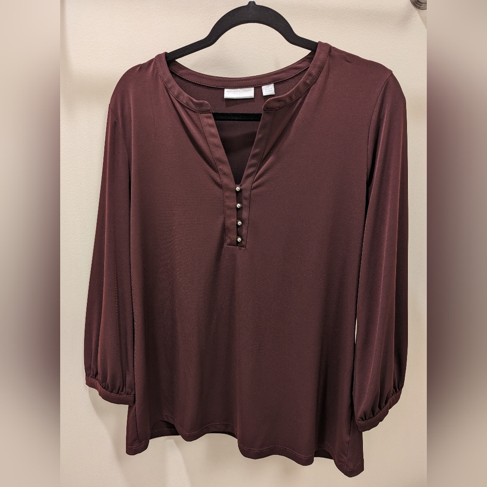 Like New Deep Purple Plum 3/4 Sleeve Blouse - Size L